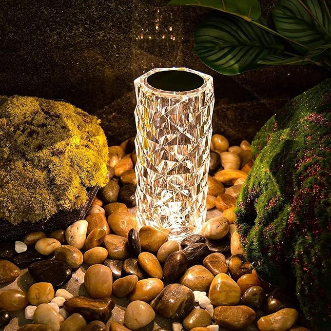3 Color Changing Rose Crystal Table Lamp with Music