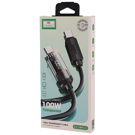 Transparent Fast Charging Cable 100w-c to c