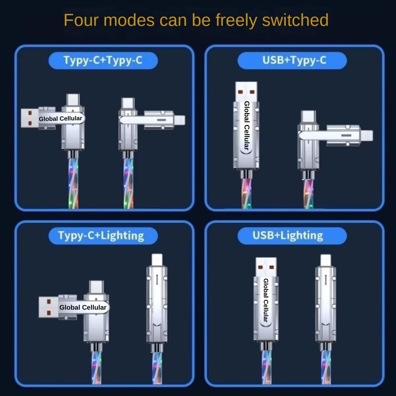 4-in-1 Data & Fast Charging Cable-Compatible With All