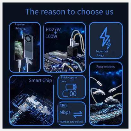 4-in-1 Data & Fast Charging Cable-Compatible With All