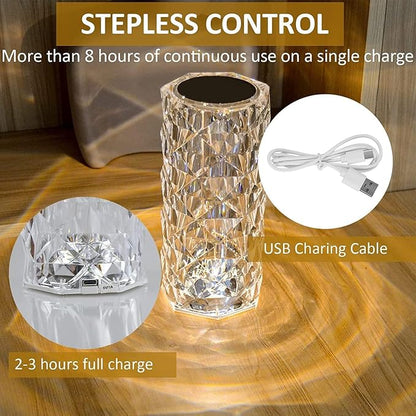 3 Color Changing Rose Crystal Table Lamp with Music