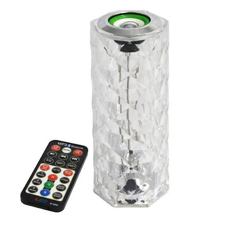 3 Color Changing Rose Crystal Table Lamp with Music